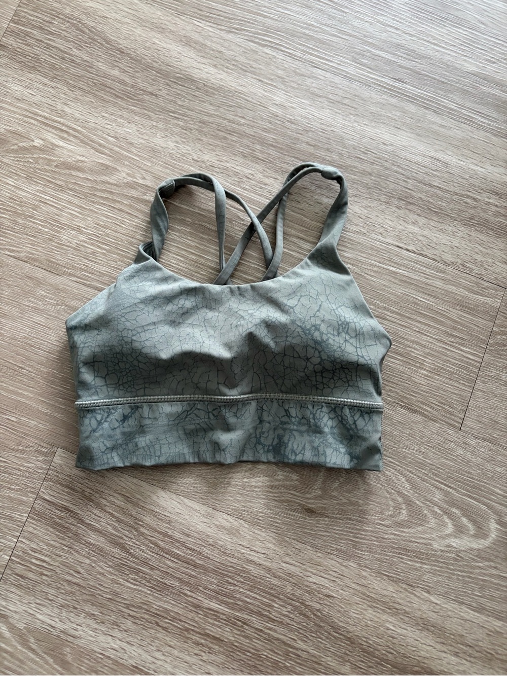 lululemon athletica Olive Green Cracked-Texture Strappy Sports Bra